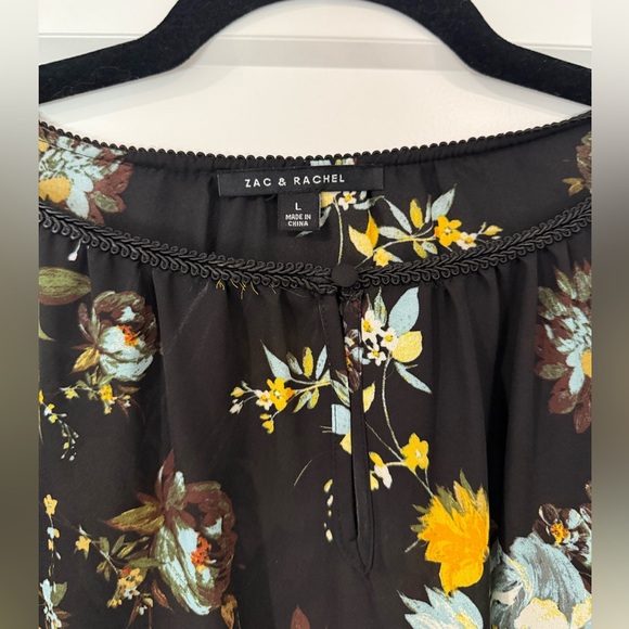 Zac & Rachel Black Top with Floral Accents - Picture 2 of 2